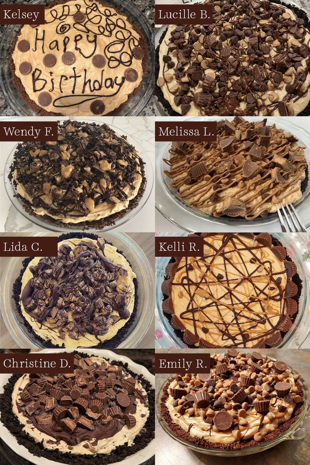collage of peanut butter pies made for the handle the heat monthly baking challenge